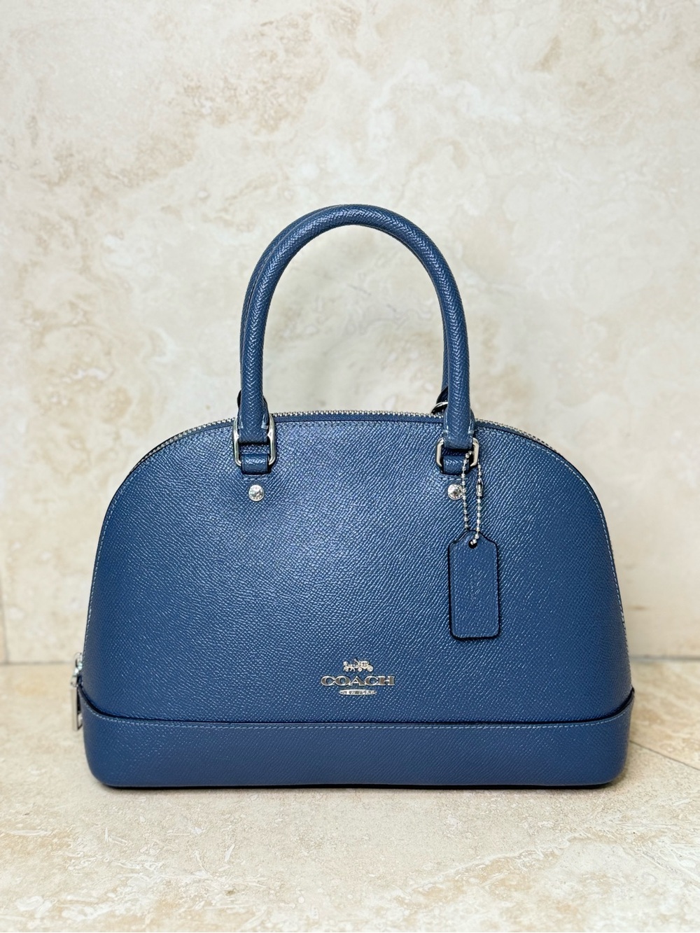 Coach Mini Sierra Satchel Deep Blue Crossgrain Leather Crossbody